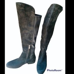 Anne Klein Black Suede Knee Boots. Size 10.
